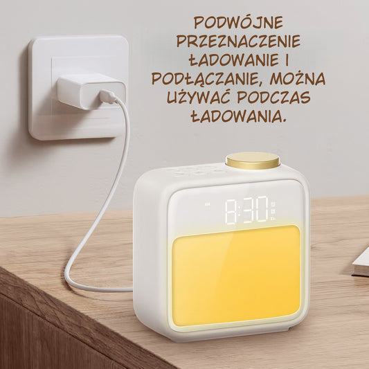 Cyfrowy budzik z dźwiękami natury i światłem nocnym