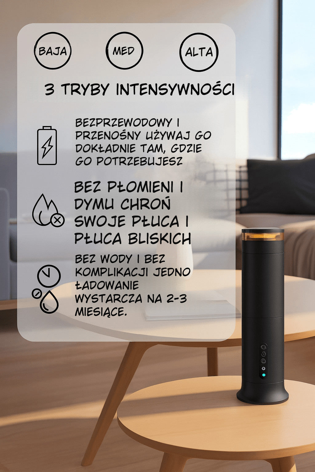 Skandynawski Dyfuzor Olejków LED na Biurko