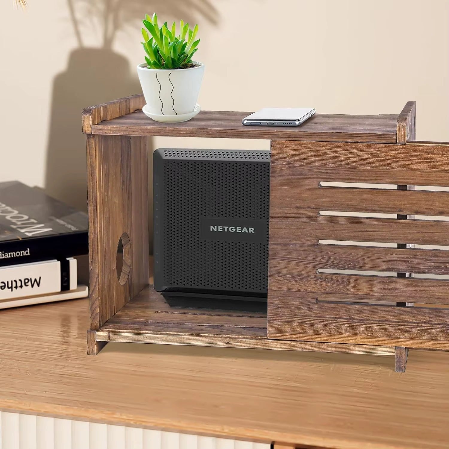 Estante de Pared de Madera Maciza para Almacenamiento y Organización - Trendigo