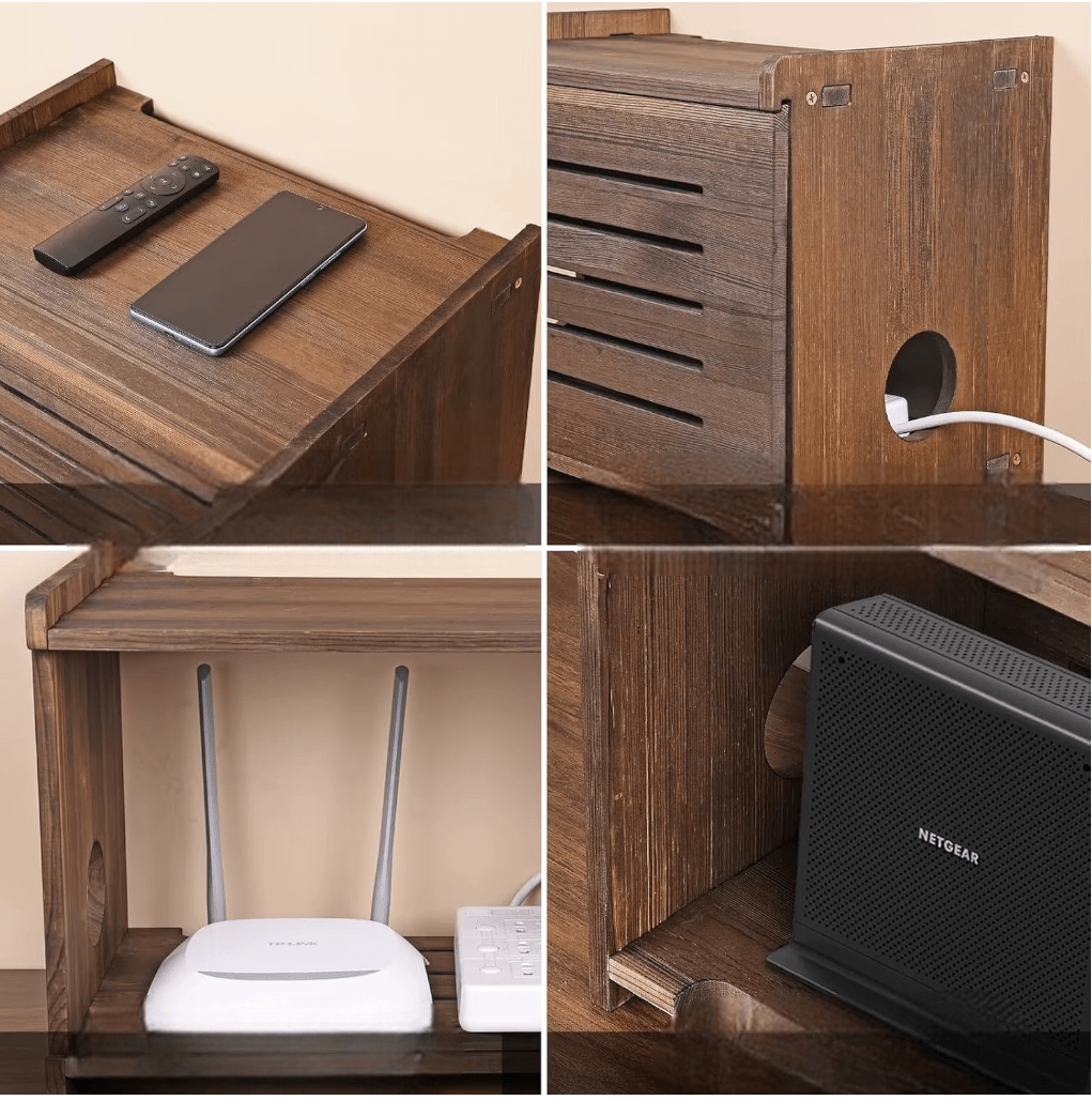 Estante de Pared de Madera Maciza para Almacenamiento y Organización - Trendigo