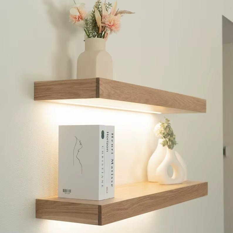 Estante Flotante de Madera con Luz LED – Diseño Minimalista y Elegante - Trendigo