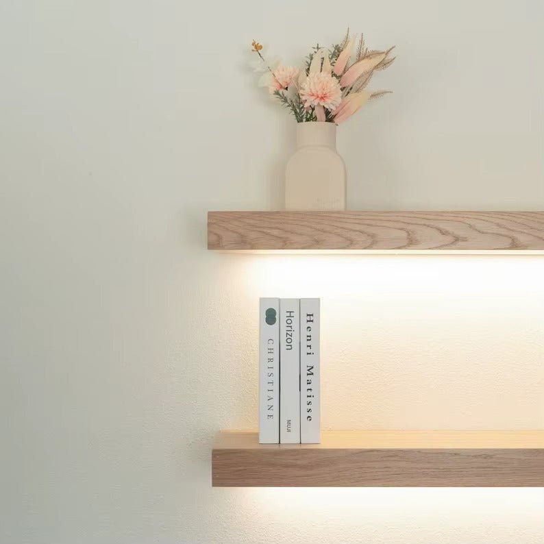 Estante Flotante de Madera con Luz LED – Diseño Minimalista y Elegante - Trendigo