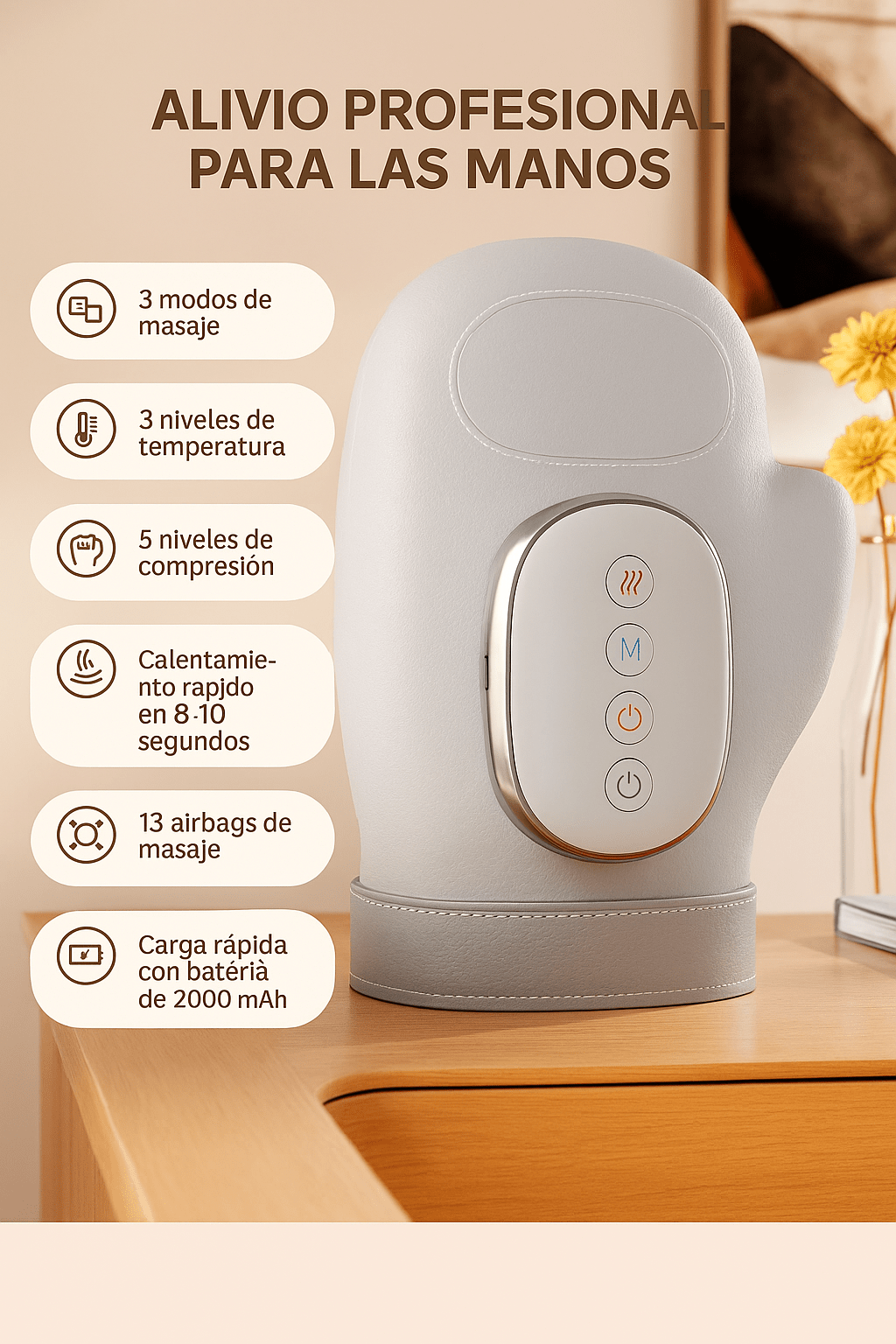 Manos Zen™ – Masajeador de manos con calor y compresión 360° - Trendigo