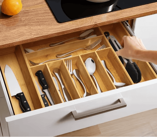 Organizador de Cajón de Bambú para Cubiertos - Trendigo