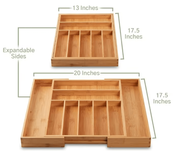Organizador de Cajón de Bambú para Cubiertos - Trendigo