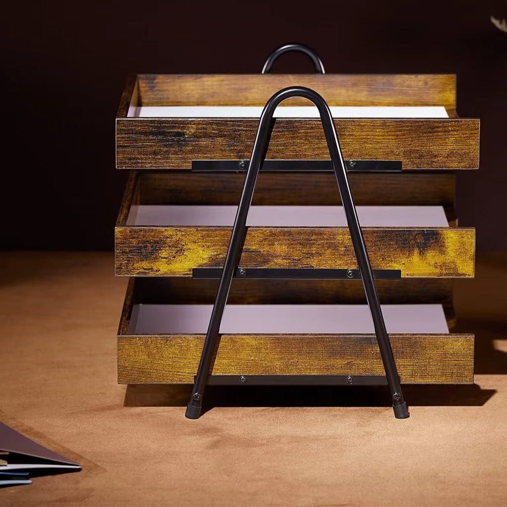 Organizador de Escritorio de Madera con Bandejas para Documentos - Trendigo