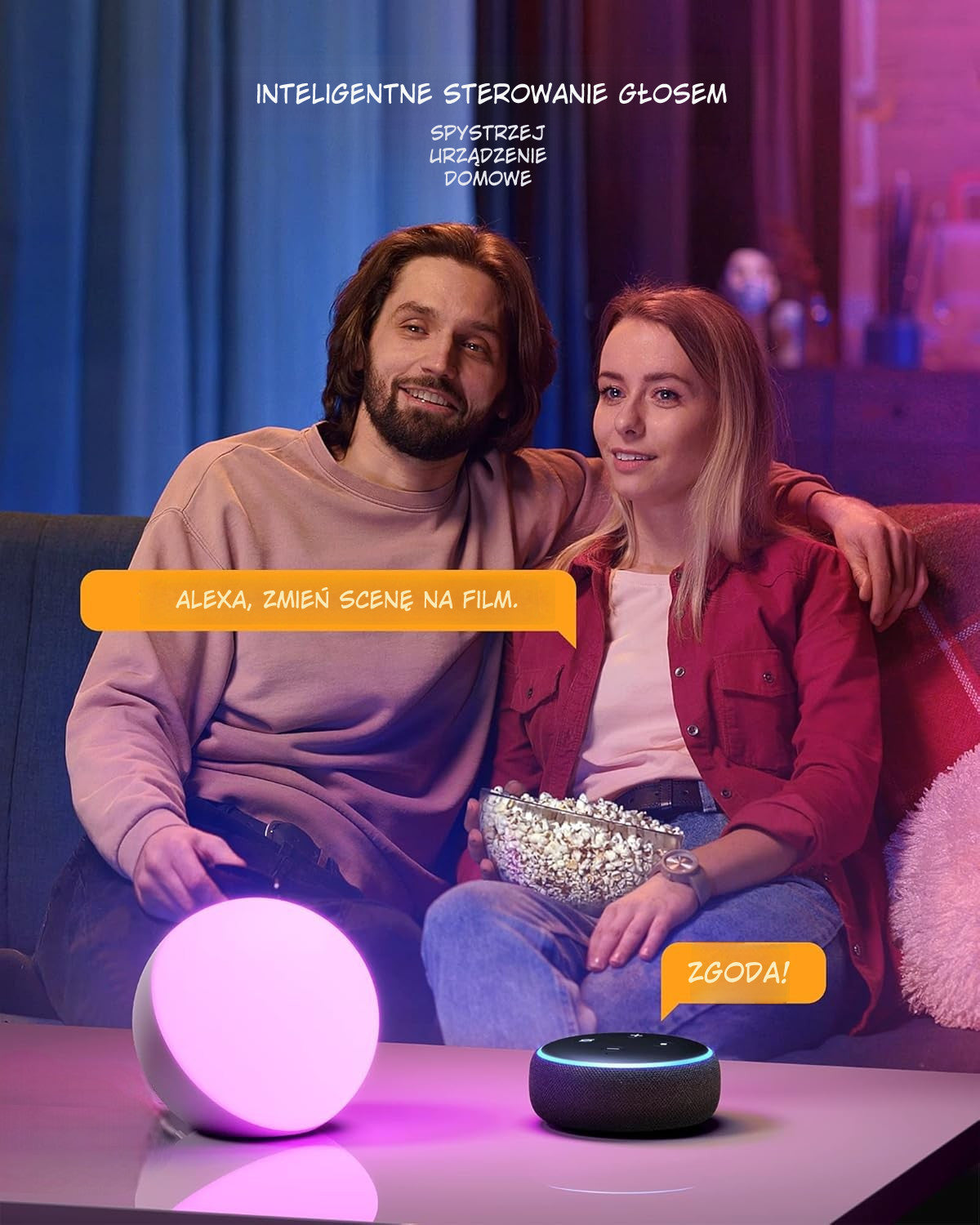 Inteligentna Lampa Nastrojowa RGB™ – Sterowanie przez Aplikację, Alexa & Google Home
